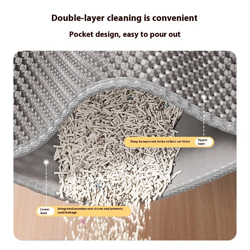 Miorra™ Double-Layer Cat Litter Mat – Waterproof, Non-Slip, Sand-Trapping